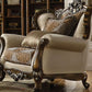 4 Piece Living Room Set Tan And Antique Oak Traditional
