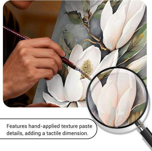 White Flower Canvas Wall Art Ready To Hang 24x32 Inches