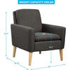 Black Modern Accent Armchair With Ergonomic Deep Seat For Living Room
