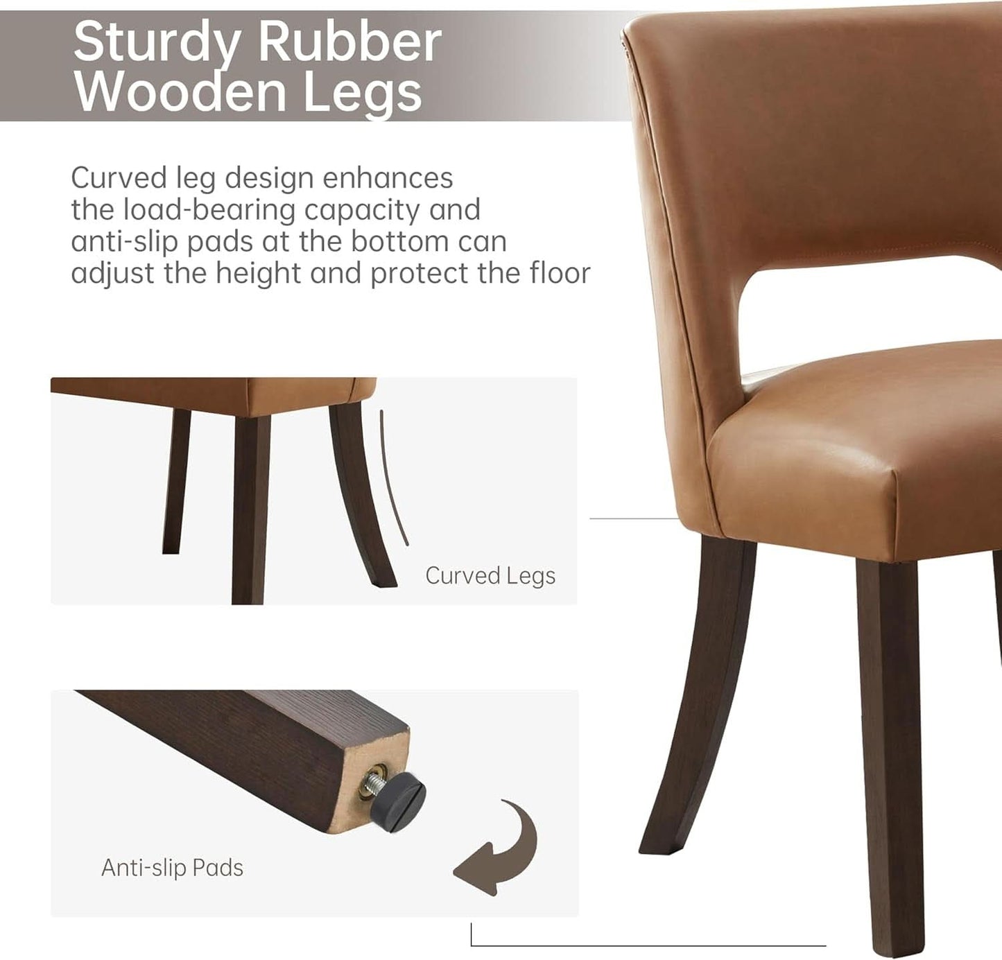 Brown Faux Leather Dining Chair Set Of 2 Upholstered