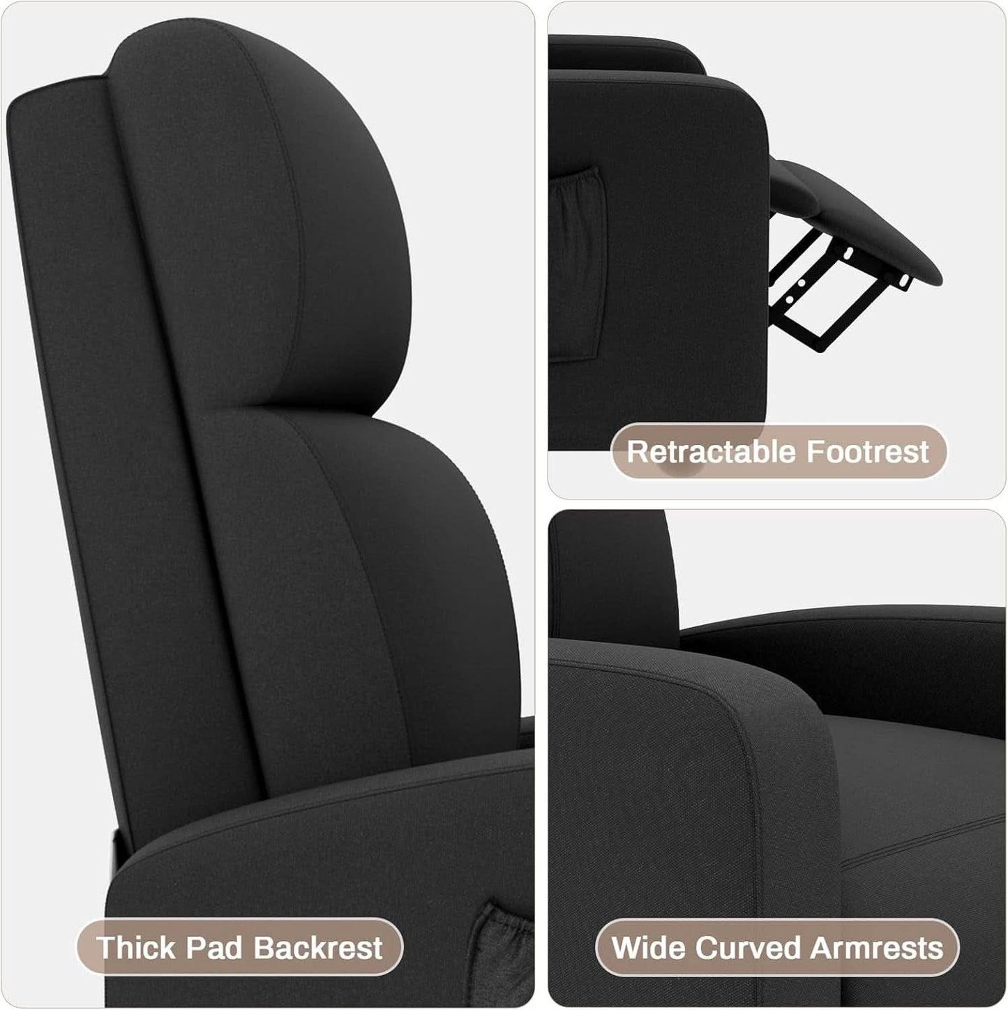 Soft Linen Recliner Chair With Adjustable Backrest