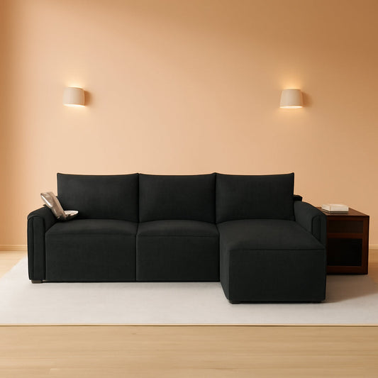114 Inch Modular Contemporary Sectional Sofa Black