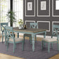 Prato Two-Tone Blue and Tan Wood Cross Back Dining Chairs, Set of 2