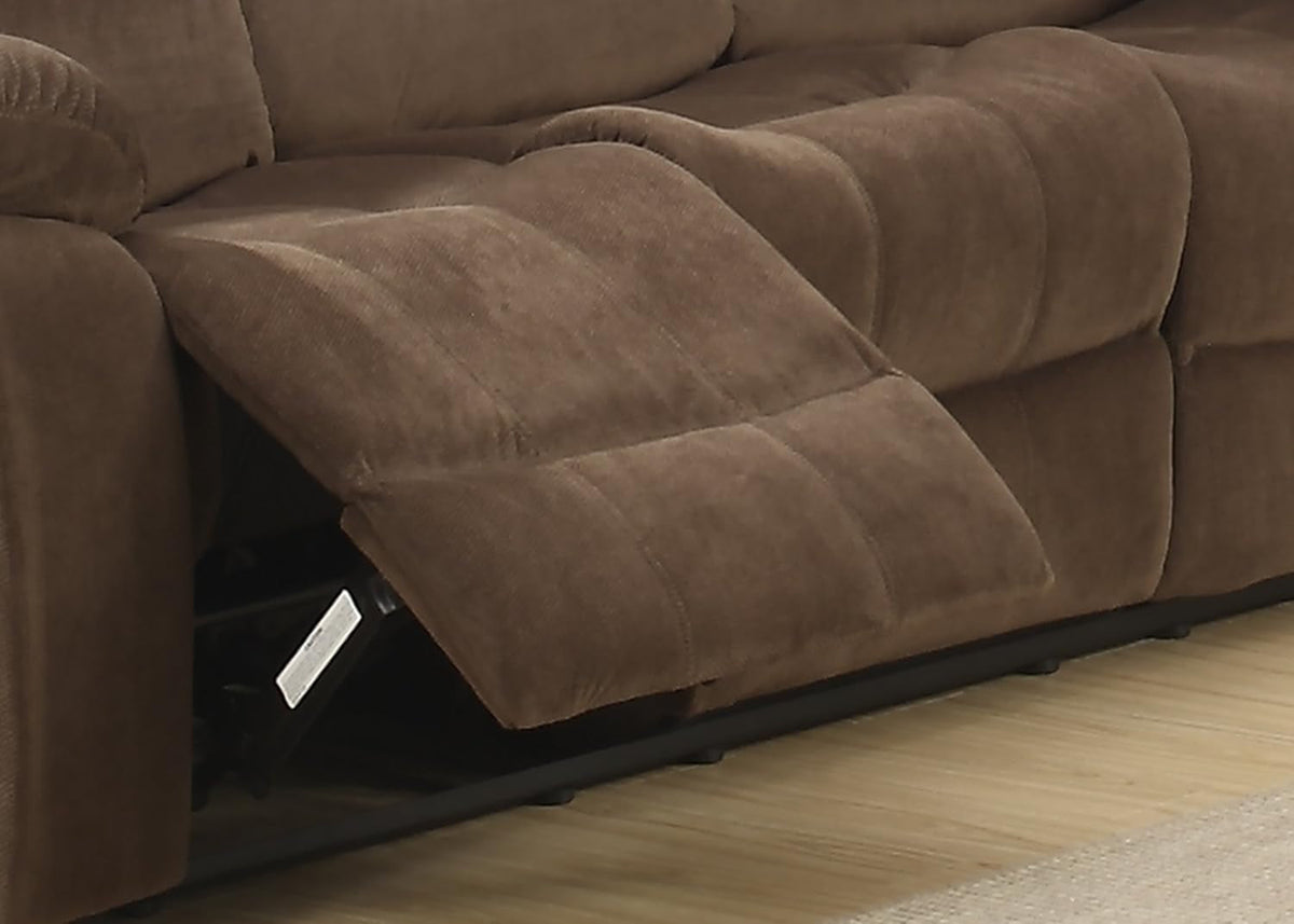 Brown Upholstered Reclining Sofa Pillowtop Armrests