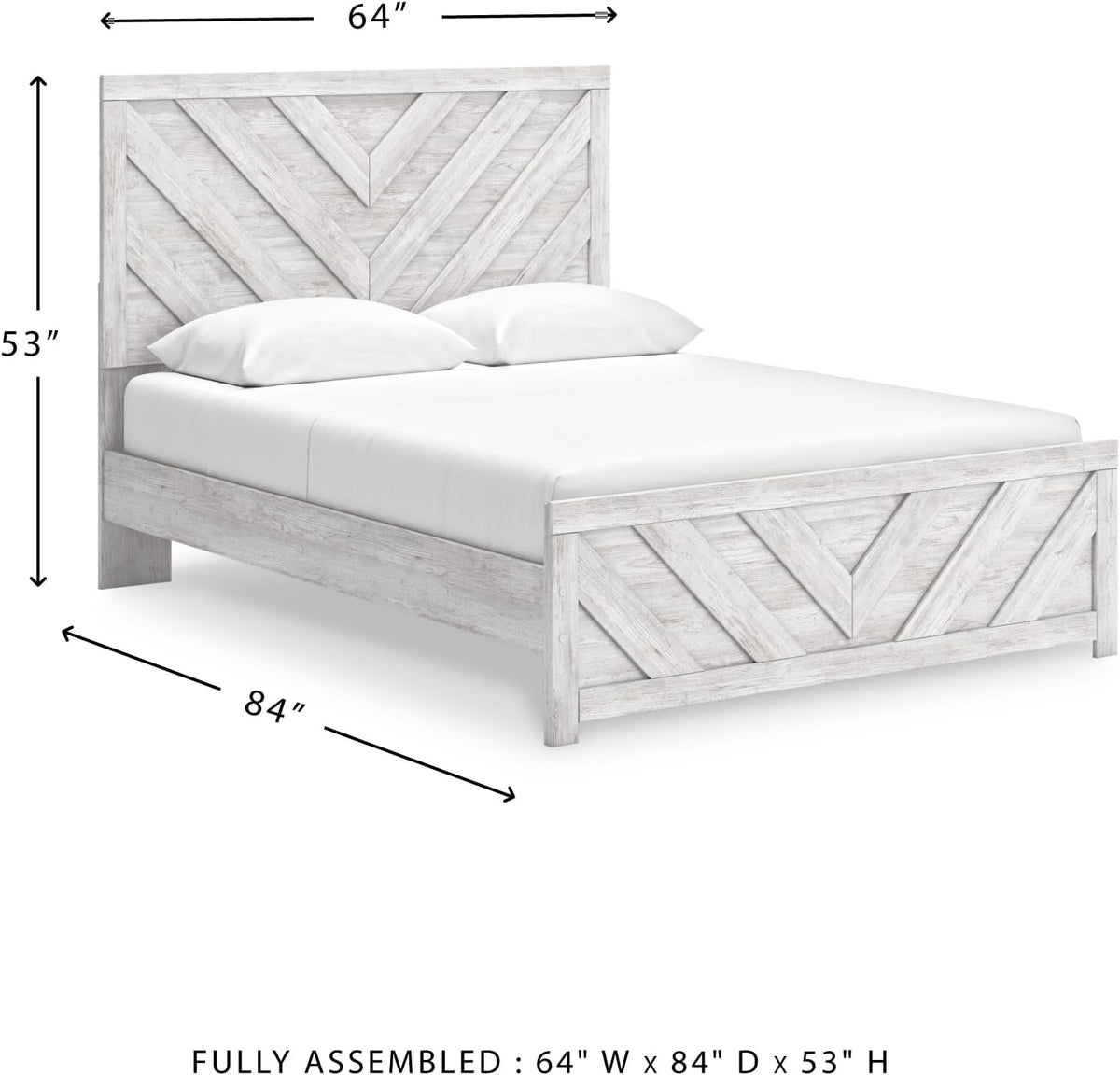 Ashley Cayboni Farmhouse Queen Panel Bed White wash
