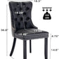 Leather Dining Chairs Set of 2 Black Nailhead Trim