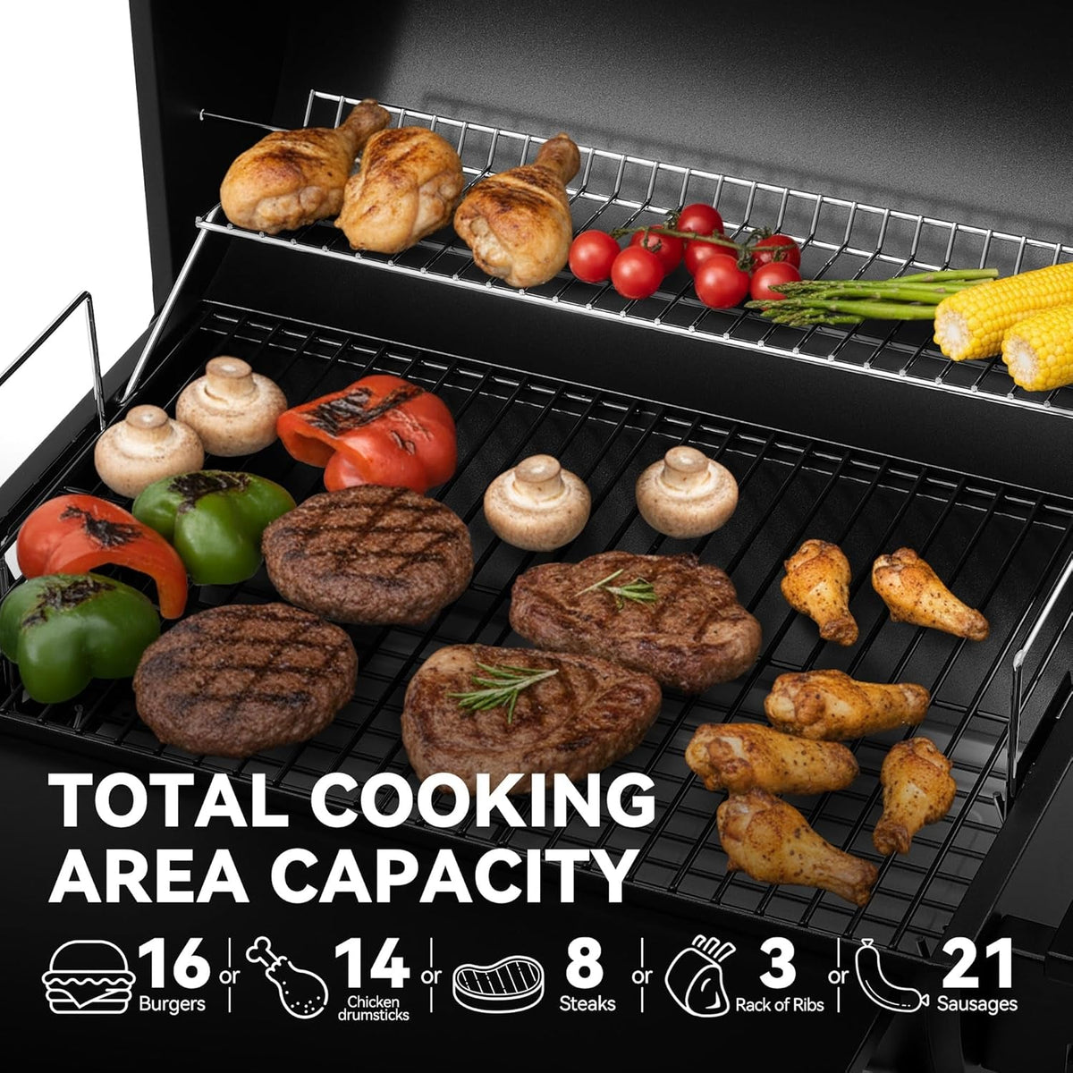 Large Barrel Charcoal Grill With Upgraded Shelving