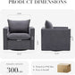 Charcoal Upholstered Swivel Accent Chair 34Inch Wide