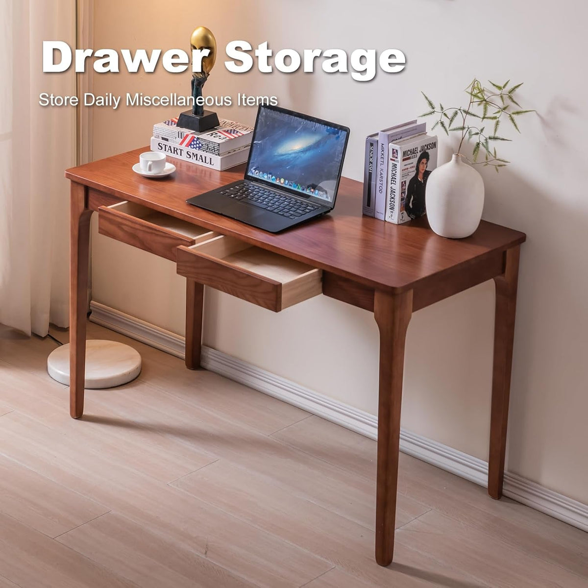 Cherry Contemporary Hardwood Desk Drawers 47.2 Inches