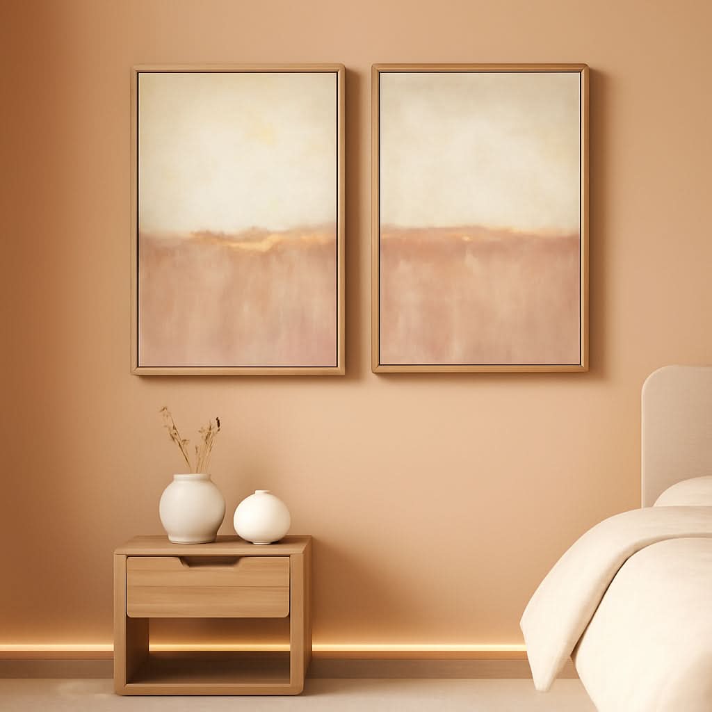 Framed Canvas Wall Art 24x36 Pastel Red Landscape Art