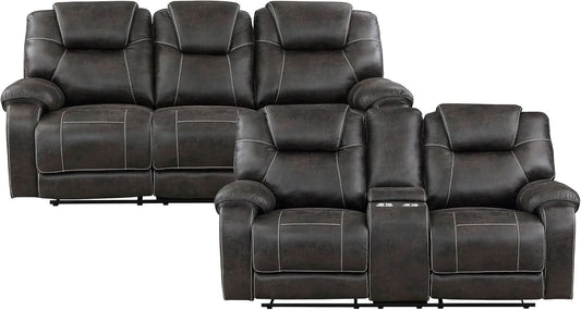 Recife 2-Piece Reclining Living Room Sofa Set Chocolate