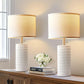 White Ceramic Table Lamps Gleaming Dimmable Twenty Inch Tall