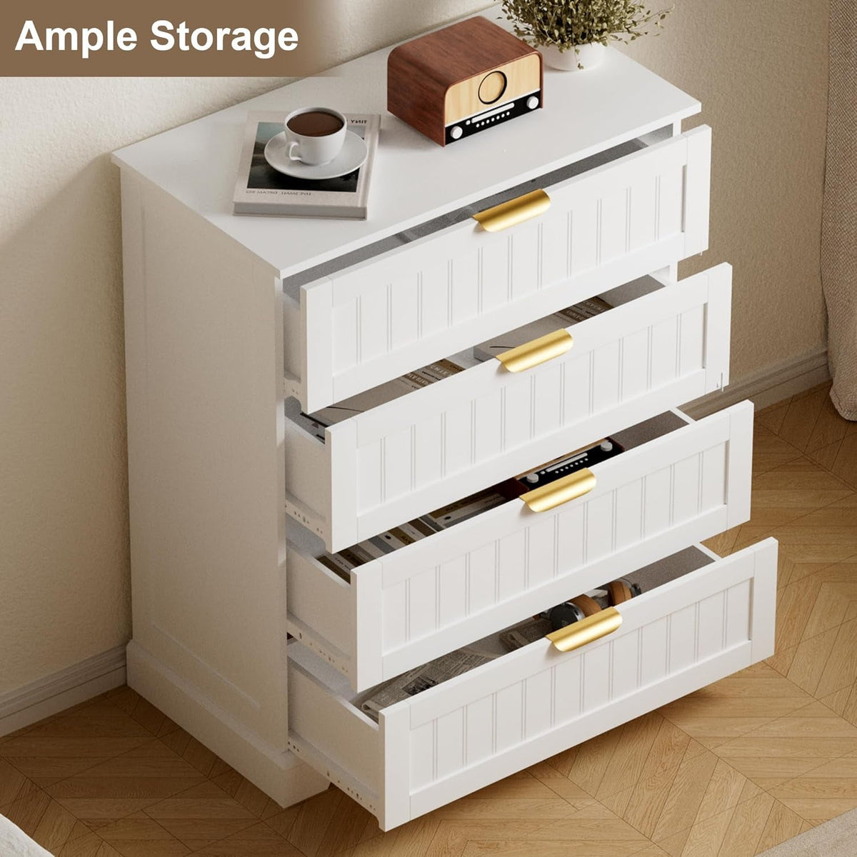 White Farmhouse Style Dresser With Durable Handles