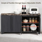 65 Inch Contemporary Sideboard Buffet Faux Marble Top