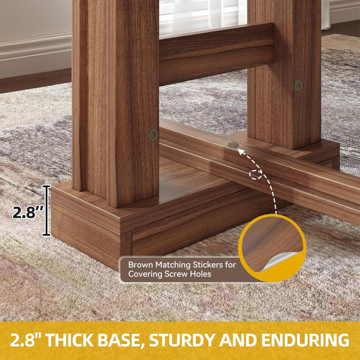 70-Inch Rustic-Style Farmhouse Dining Table Dark Walnut