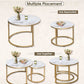White Nesting Circular Coffee Tables Marble Pattern