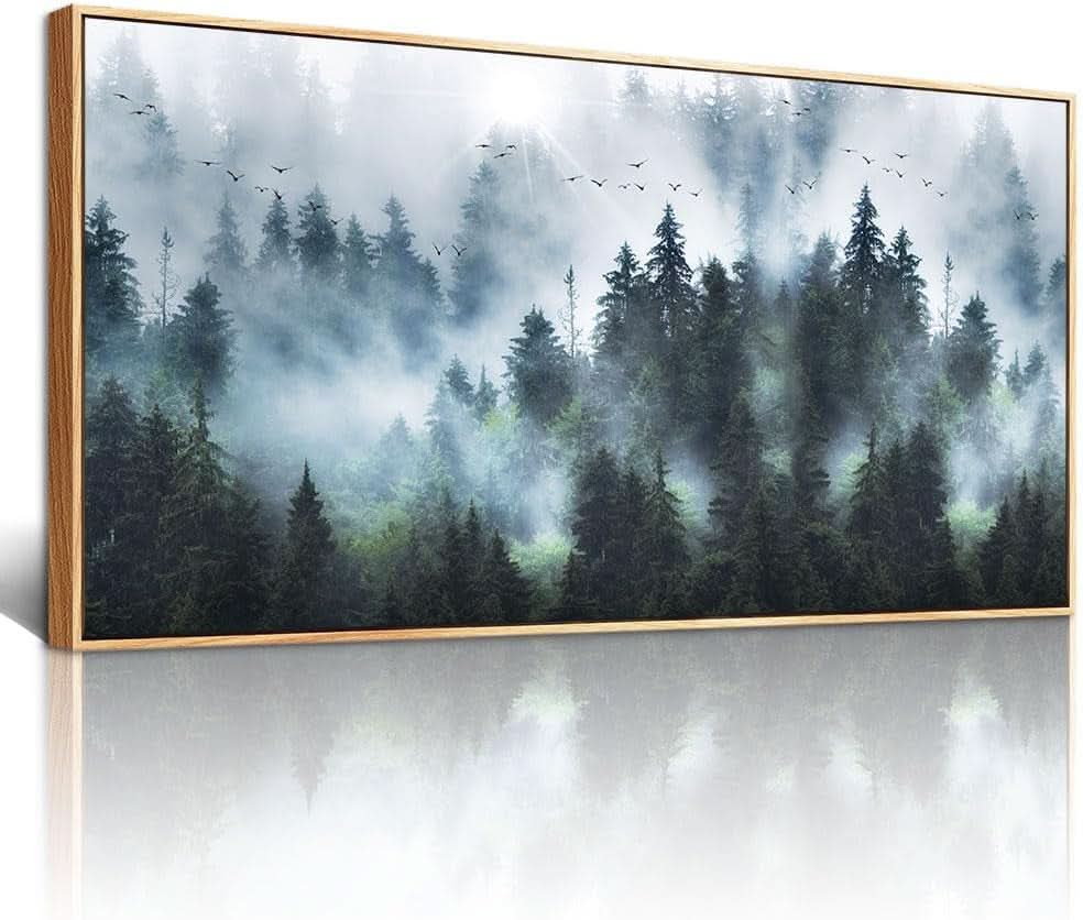 Artisan Framed Forest Fog Canvas ExtraLarge Wall Art 24x48