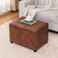 Leather Storage Ottoman Bench 24 Inches Rectangular
