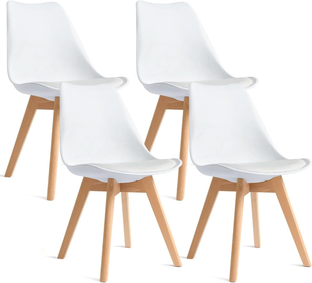 Mid Century Modern White Upholstered Dining Chairs