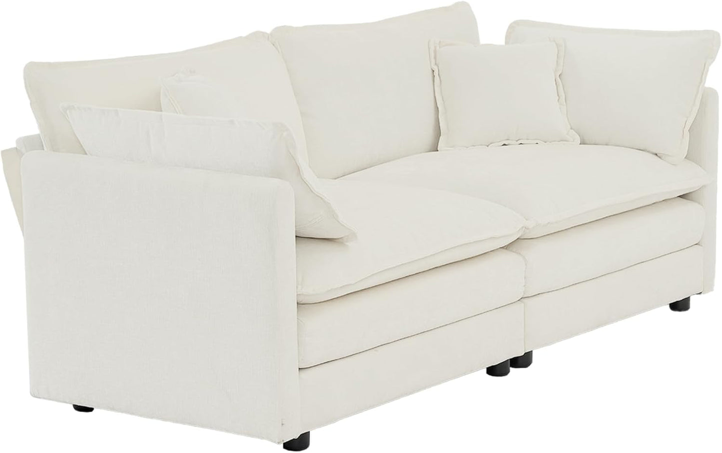 White Chenille Two Seater Upholstered Cozy Loveseat