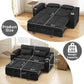 65Inches Transformable Sleeper Sofa Bed Black USBPort