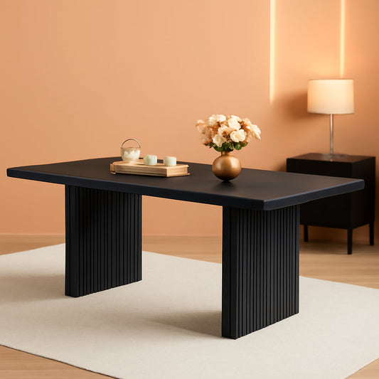 71 Industrial Dining Table Black Metal Platform