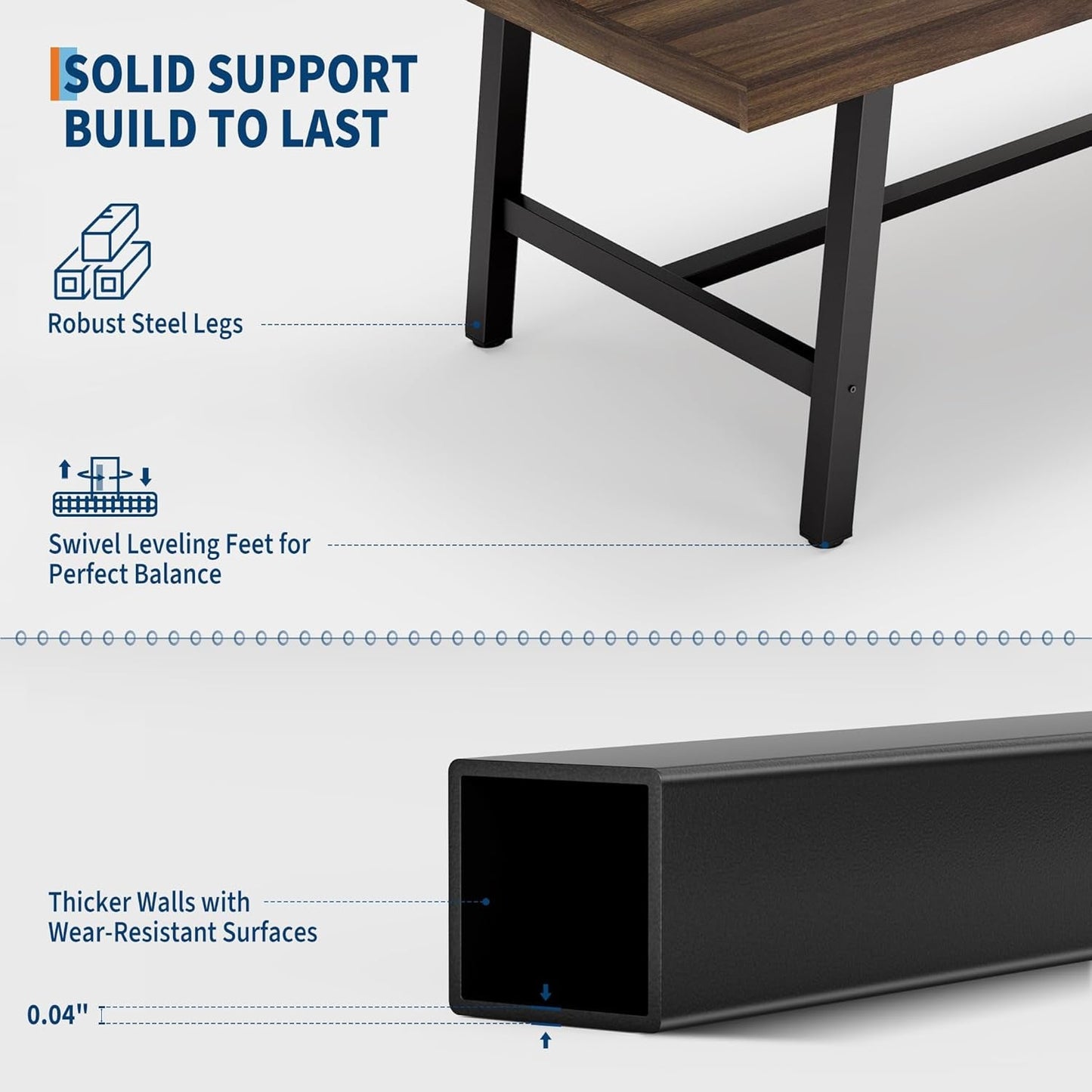 Industrial Dining Table 63 Inches Long Espresso Brown
