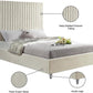 Queen Velvet Upholstered Bed Cream Acrylic Legs Tufting