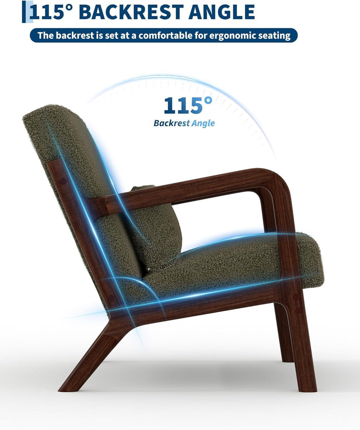 Green Sherpa Upholstered Solid Wood Comfortable Chair