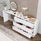 6 Drawer Dresser With Rotatable Tabletop White Home Office-2