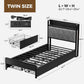 Twin Bed Frame With Charging Station Storage Drawers