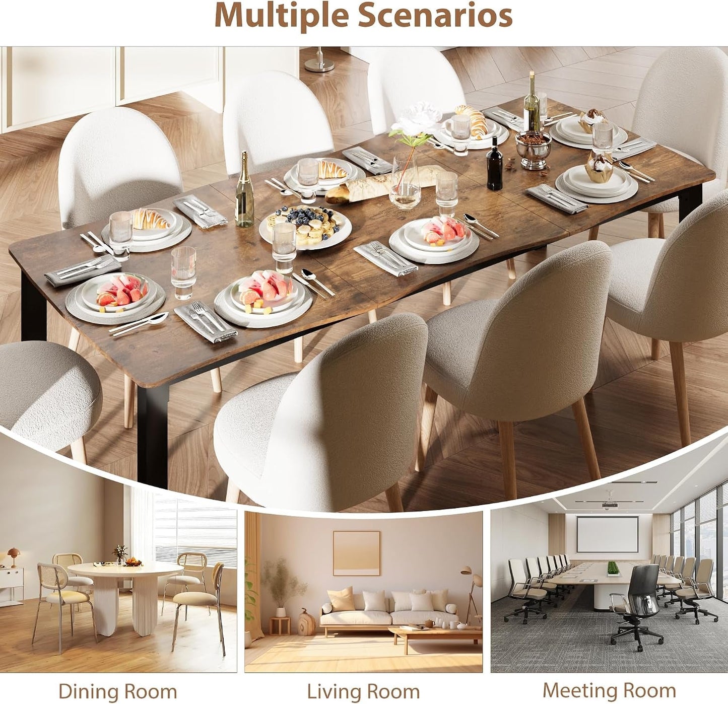 Rectangular Contemporary Brown Dining Table 79 Inch