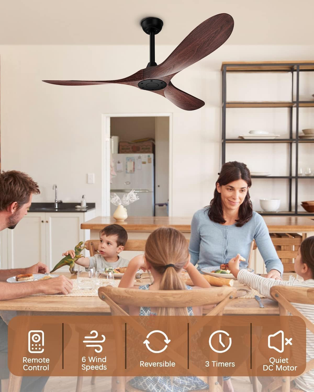 52Inches Weather proof Outdoor Ceiling Fan No Light Remote
