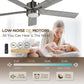 52 Inch Brushed Nickel Ceiling Fan Remote Controlled