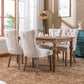 Beige Velvet Tufted Dining Chairs 4 Pack With Nailhead Trim