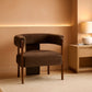 Dark Brown Velvet Upholstered Accent Chair Cushion