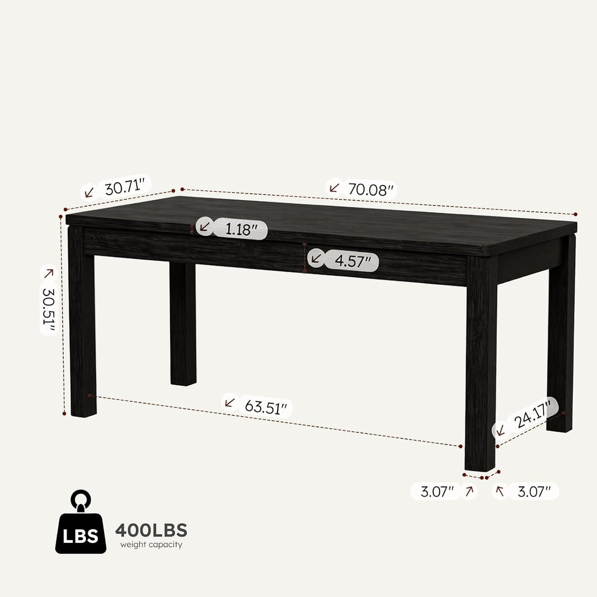 Black Farmhouse Rectangular Dining Table Seating Six-1
