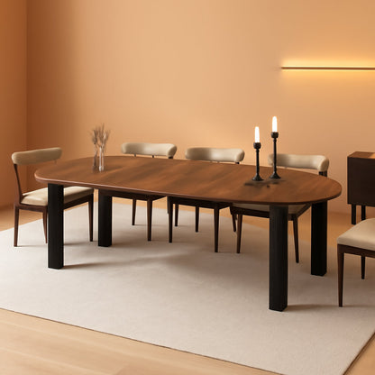 Walnut wood Oval Extendable Dining Table With Leaves