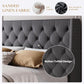 Queen Size Upholstered Wing back Platform Bed Dark Grey
