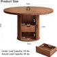 Circular Walnut Dining Table 47 Inch Storage Drawer