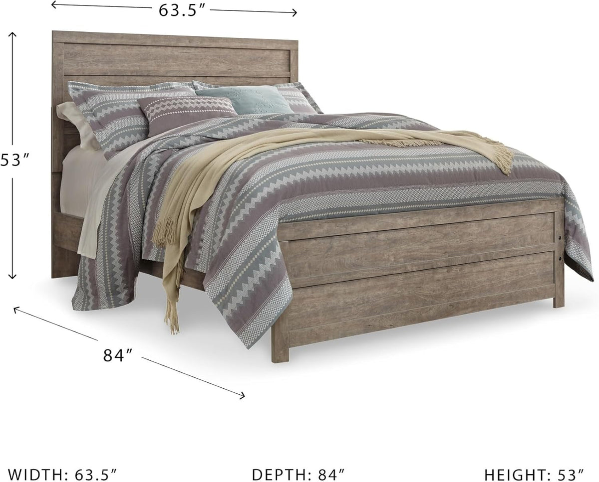 Weathered Gray Queen Panel Bed Engineered Lumber wood