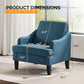 Navy Blue Linen Upholstered Accent Chair Modernist Design