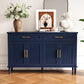 Contemporary Blue Fluted Sideboard Buffet Cabinet Storage