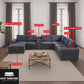 Flannel Modular Sectional Sofa With USB Ports Grey
