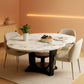 White Marble Extendable Dining Table Circular Convertible