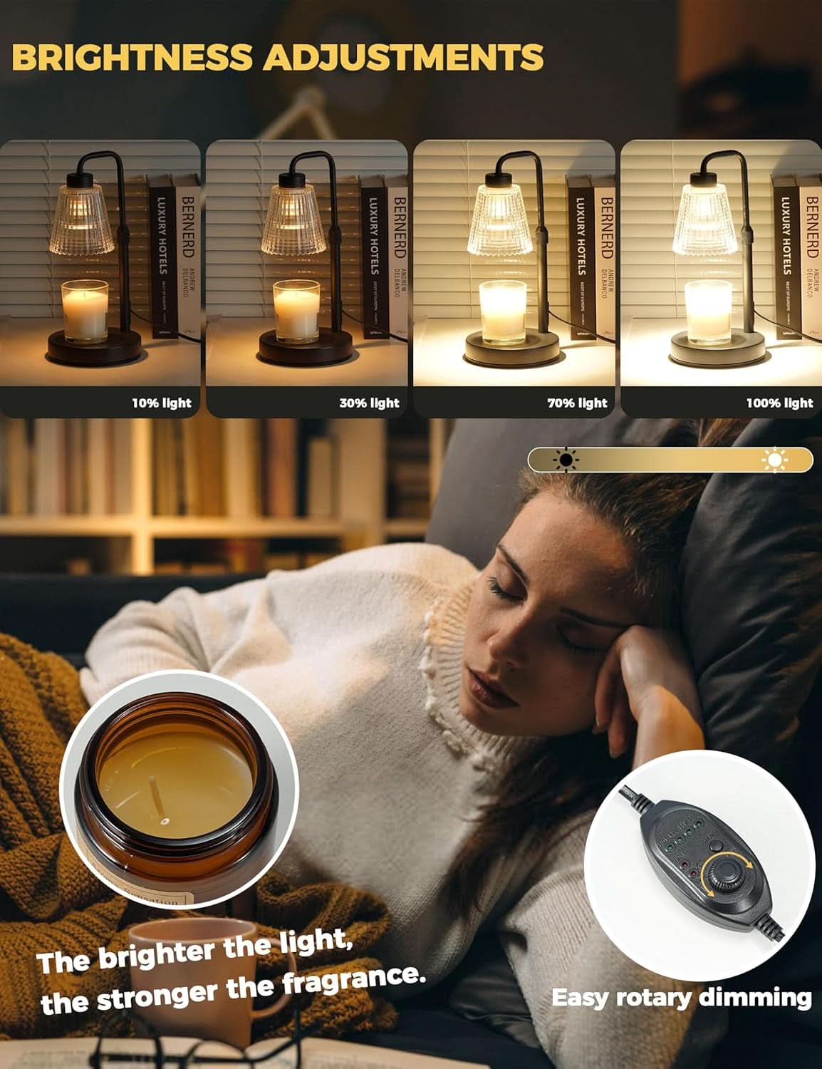 Candle Warmer Lamp With Timed Dimmable Illumination