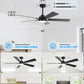 52Inch Matte Black Ceiling Fan Remote Dimmable LED Lights