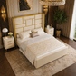 King Beige Velvet Platform Bed with 55.12" Wingback Headboard & 2 Nightstands Set