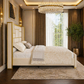 King Beige Velvet Platform Bed with 55.12" Wingback Headboard & 2 Nightstands Set