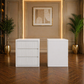 King Bedroom Set with Velvet Upholstered Platform Bed Frame & 2 White Fluted 3-Drawer Nightstands